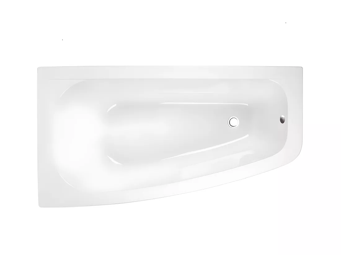 Baignoire asymétrique + tablier noir + repose tête - LUNA - 150 x 80 cm - Gauche