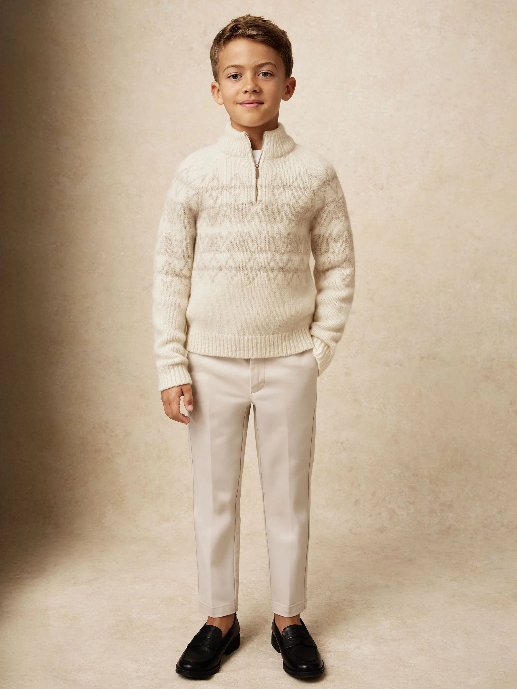 Reiss Claus Wool-Blend Fair Isle Half-Zip Jumper