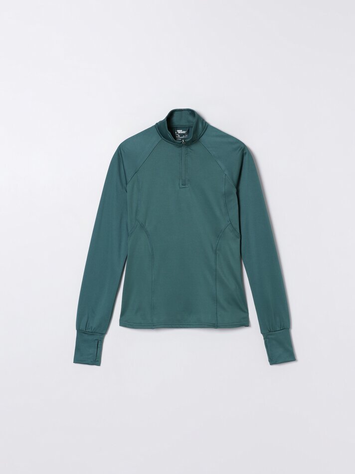 Camiseta esportiva com gola alta - Verde