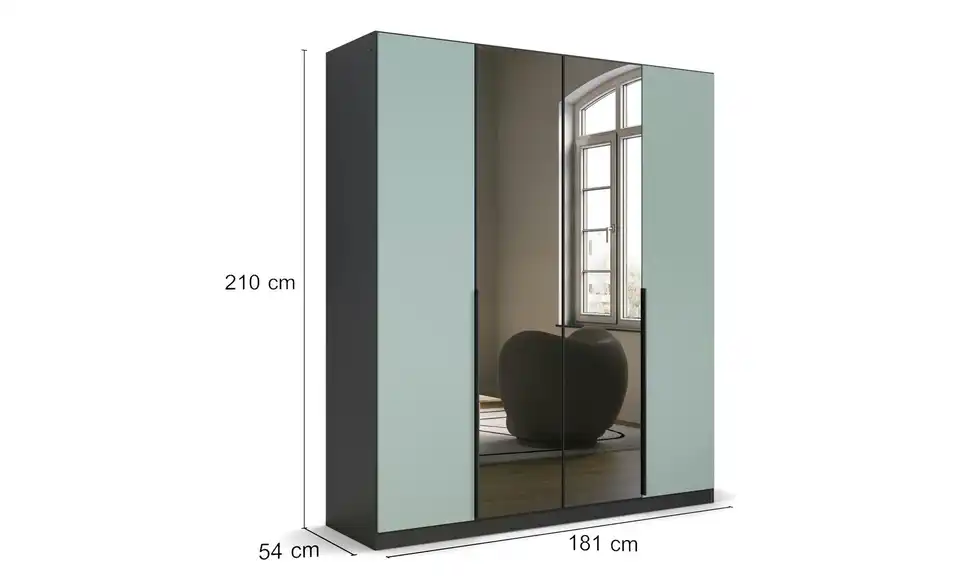 Drehtürenschrank Grau, Salbeigrün 181 cm 4 Stück