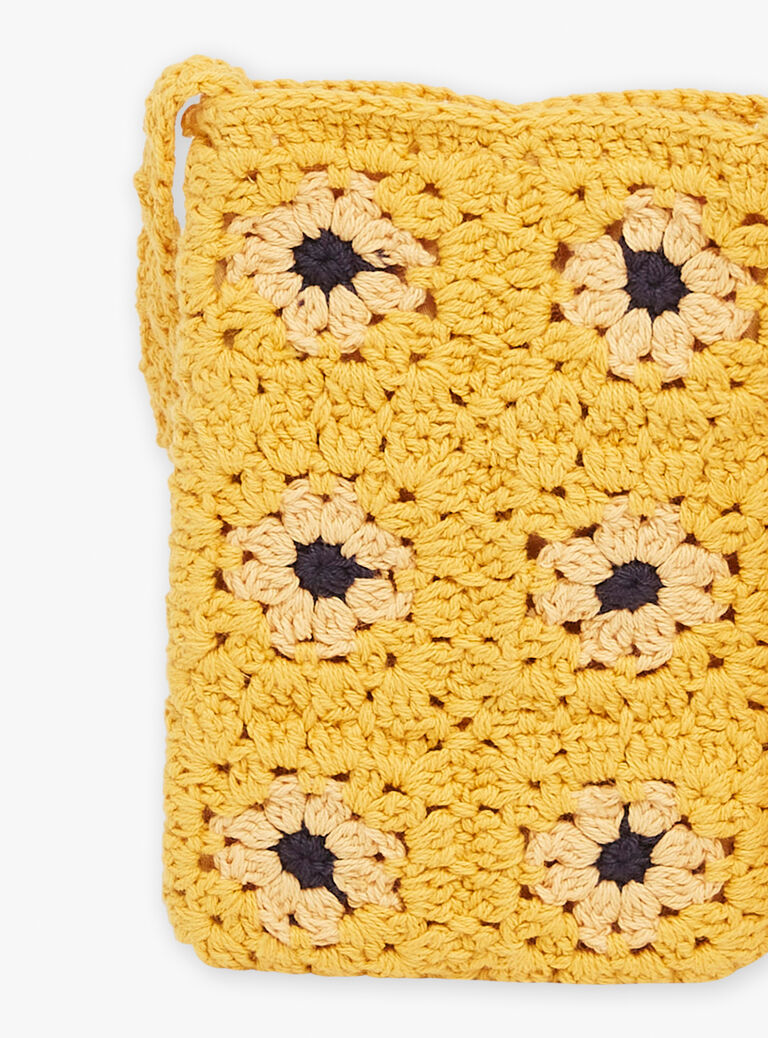 Sac besace en crochet jaune moutarde