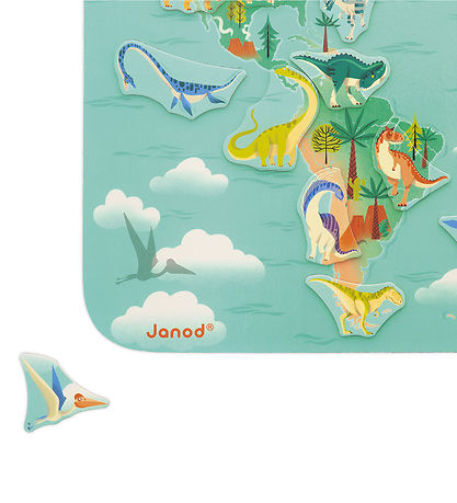 Janod Puzzlespiel - 50 Teile - Magnetisch Dino Weltkarte