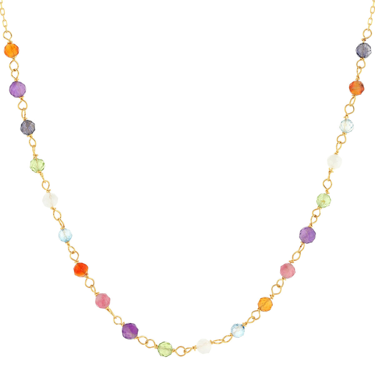 Collier or 375 jaune pierres naturelles 43cm