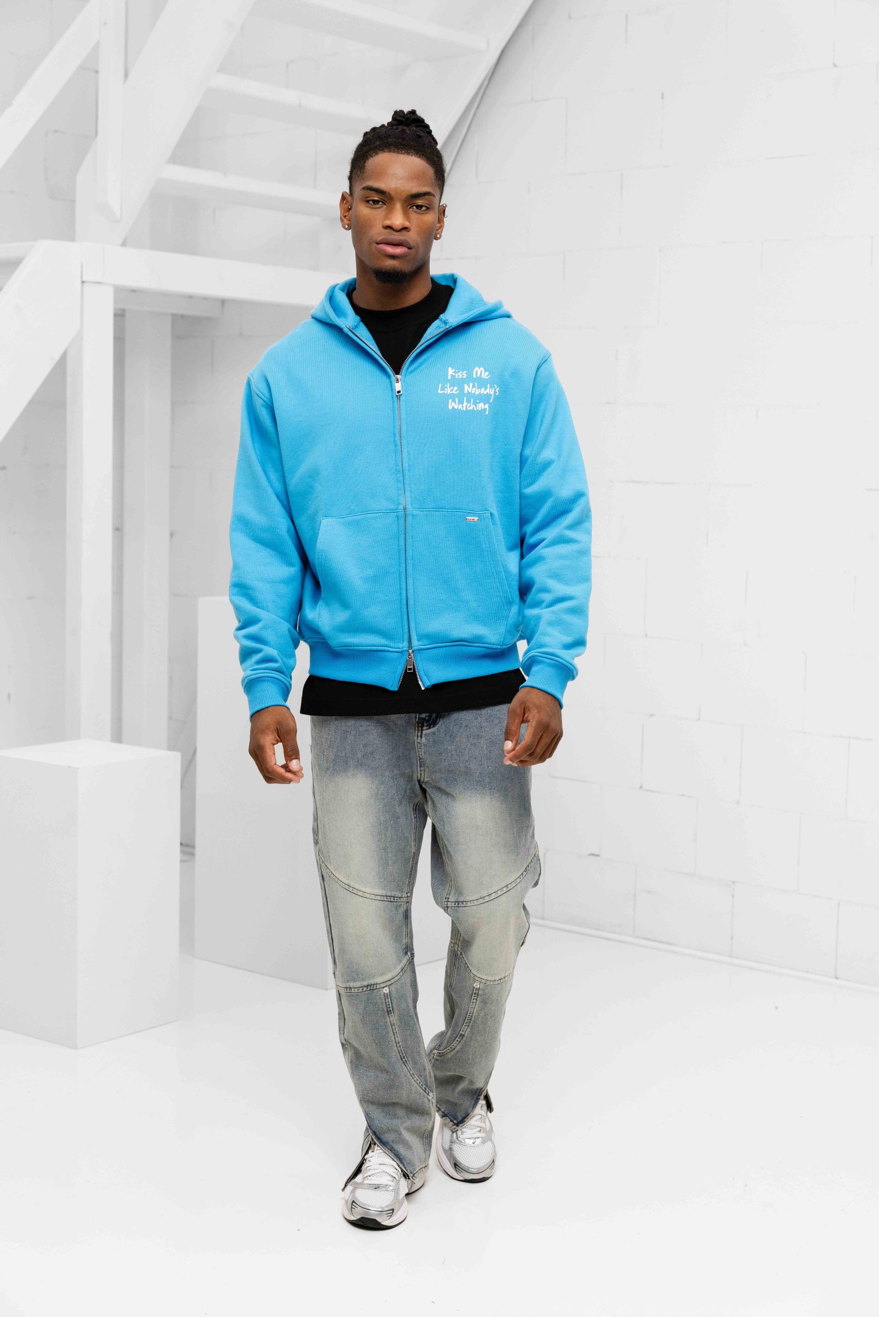 Croyez Kiss Me Like Zip Hoodie Heren Blauw