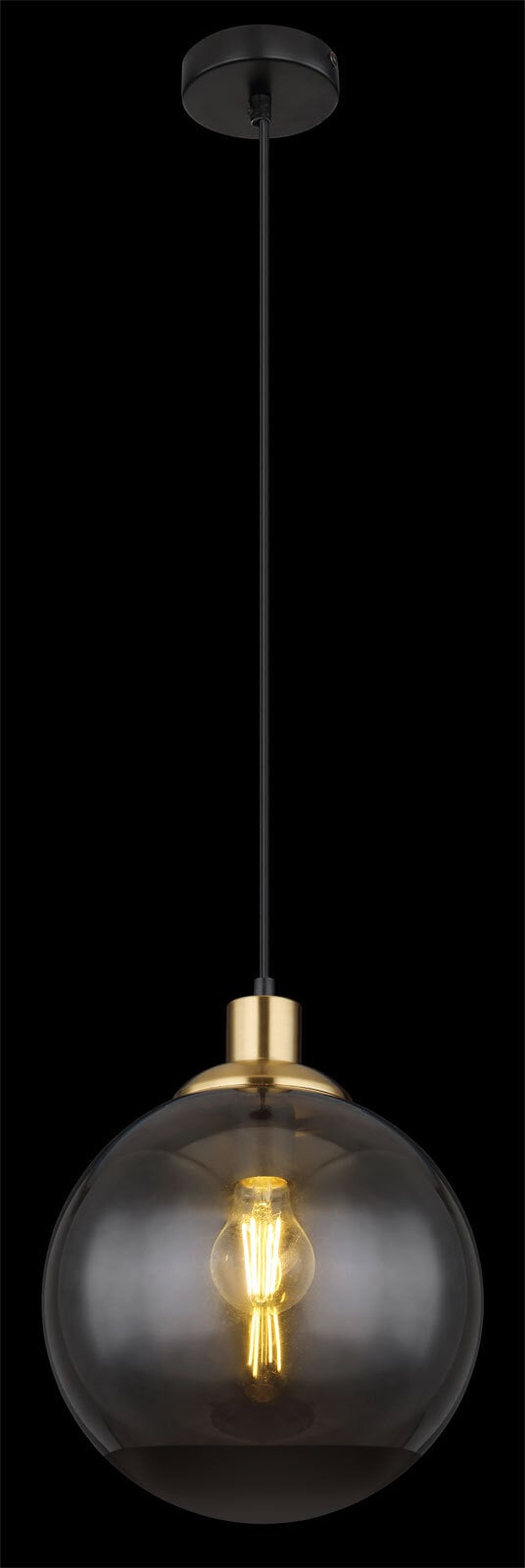 GLOBO Retrofit Pendelleuchte Potter 25x120 cm schwarz/rauchfarbig