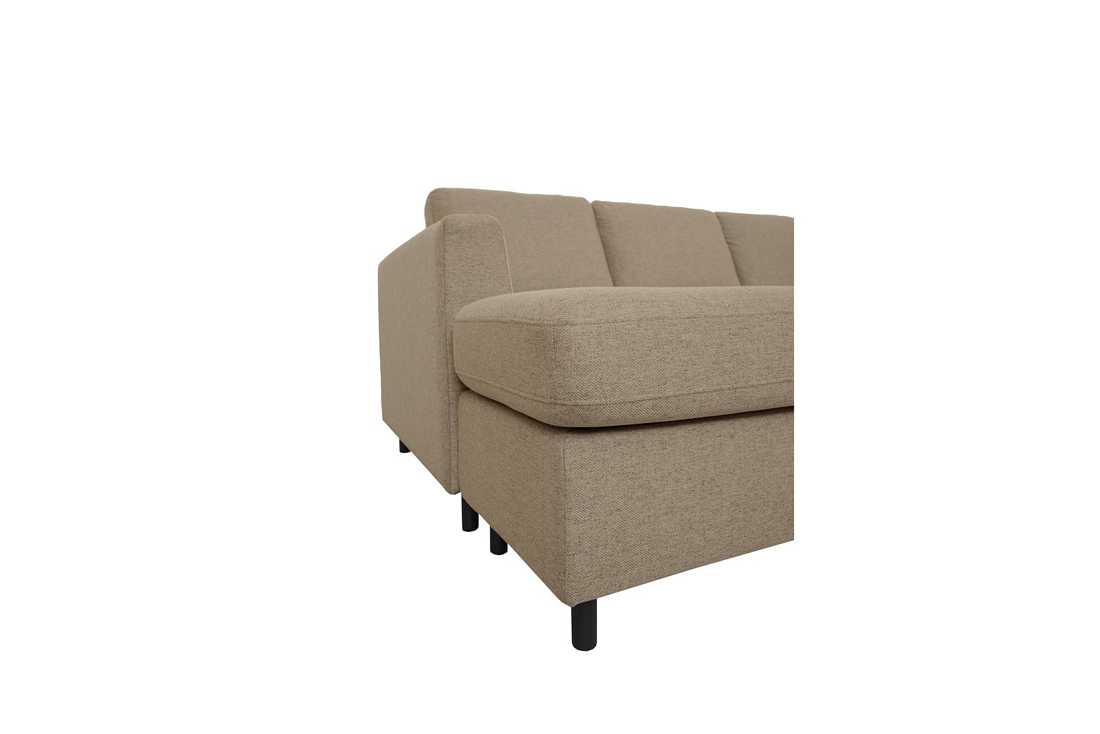 Oslo Plus U-sofa Sjeseong venstre med 2-seter og åpen ende høyre. Tekstil Neve 16 Dark Beige med sorte ben
