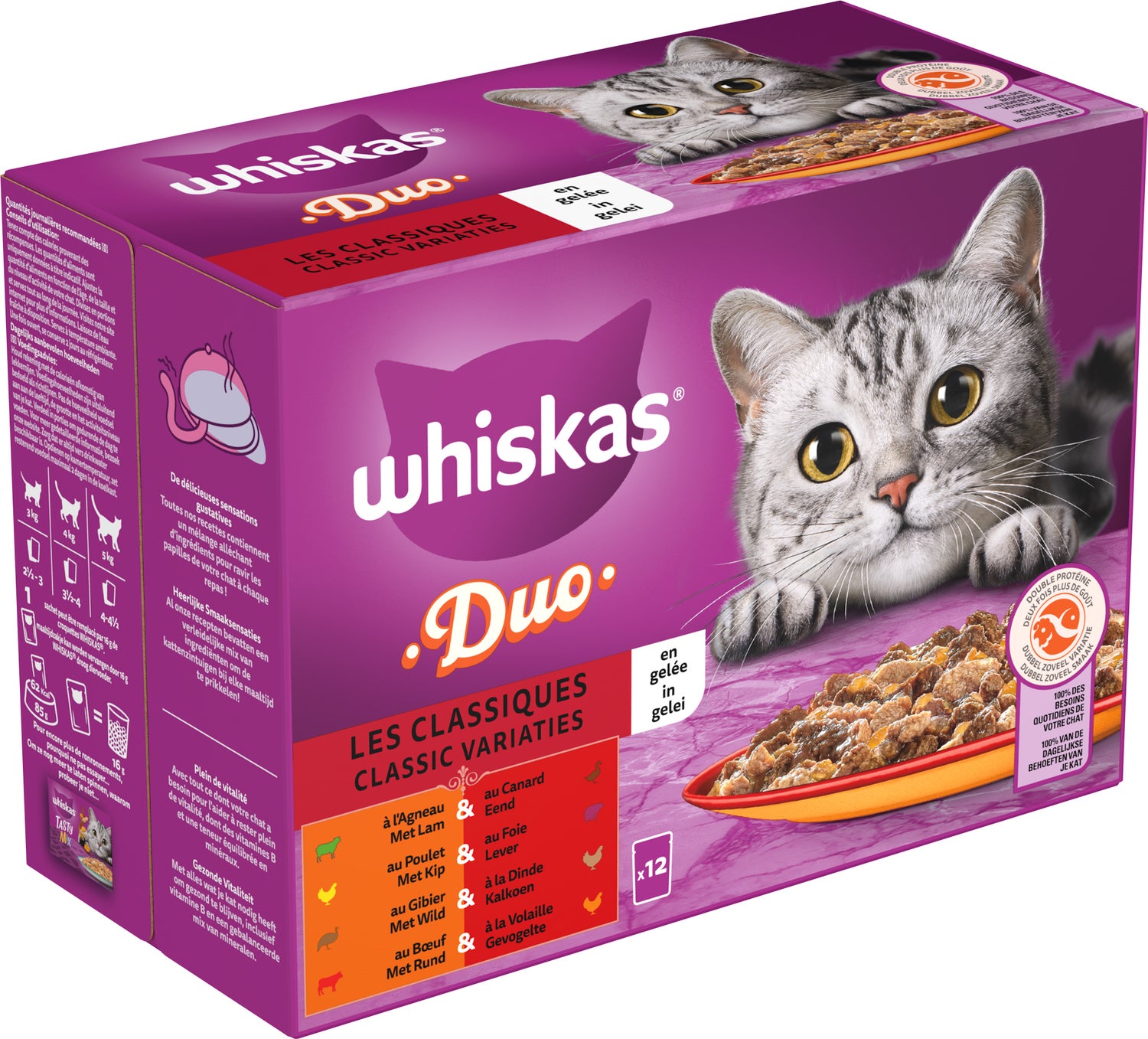 Whiskas kattenvoer in gelei Classic Variaties adult 85 g 12 stuks