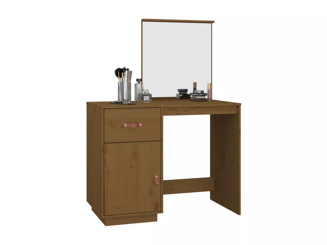 Coiffeuse Marron miel 95x50x134 cm Bois de pin massif