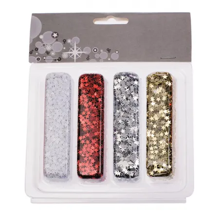 Glorex Pailletten Sterne klein 1 irisierend, rot, gold, silber