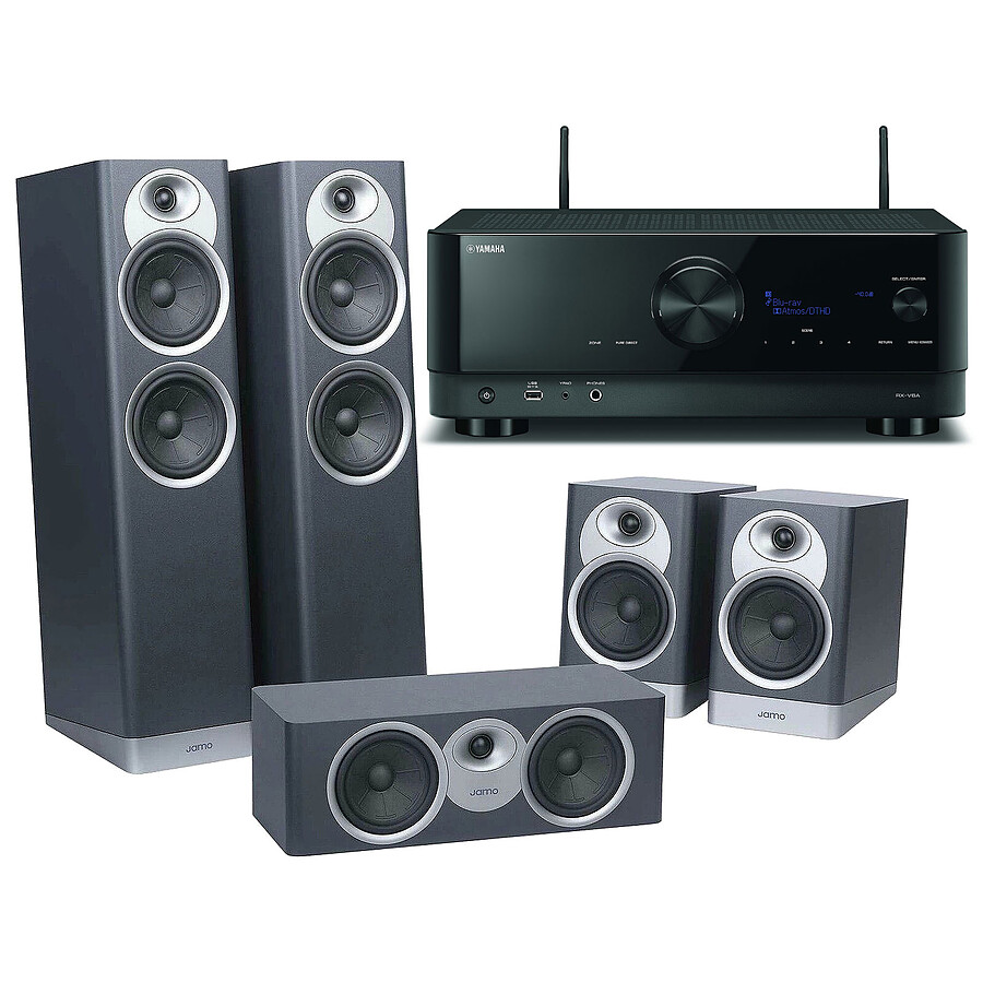 Yamaha RX-V6A Noir + Jamo S7-25HCS Bleu Fjord