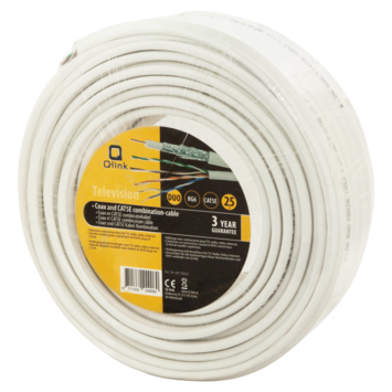 Q-Link coax/utp kabel RG6 25 meter wit