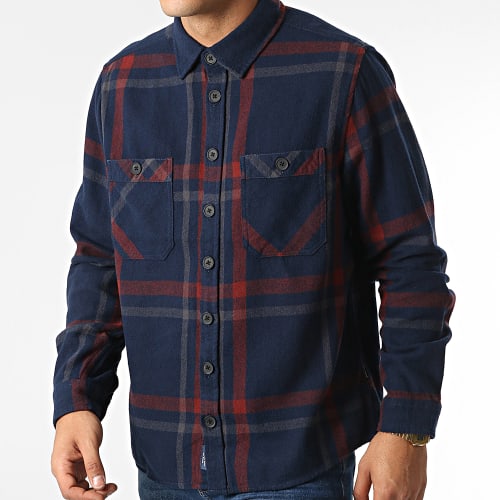 Chemise Manches Longues A Carreaux 20714963 Bleu Marine Bordeaux
