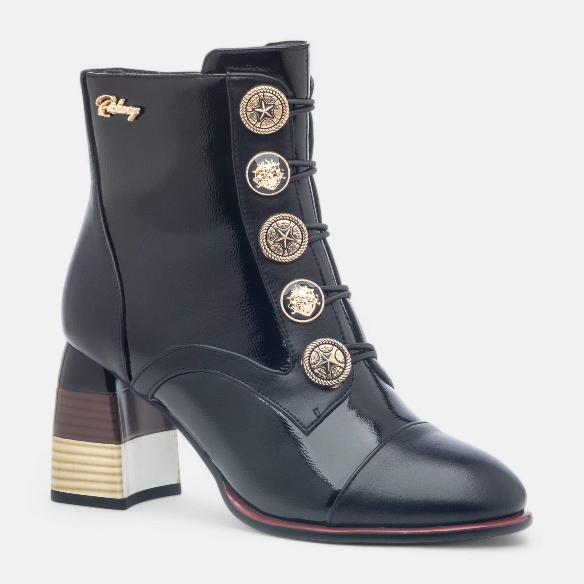 Bottines à talon Femme noir vernis