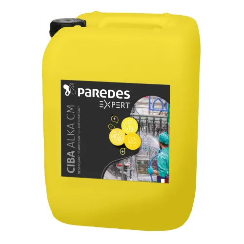 Dégraissant désinfectant chloré moussant Paredes Expert CIBA ALKA CM bidon de 25kg