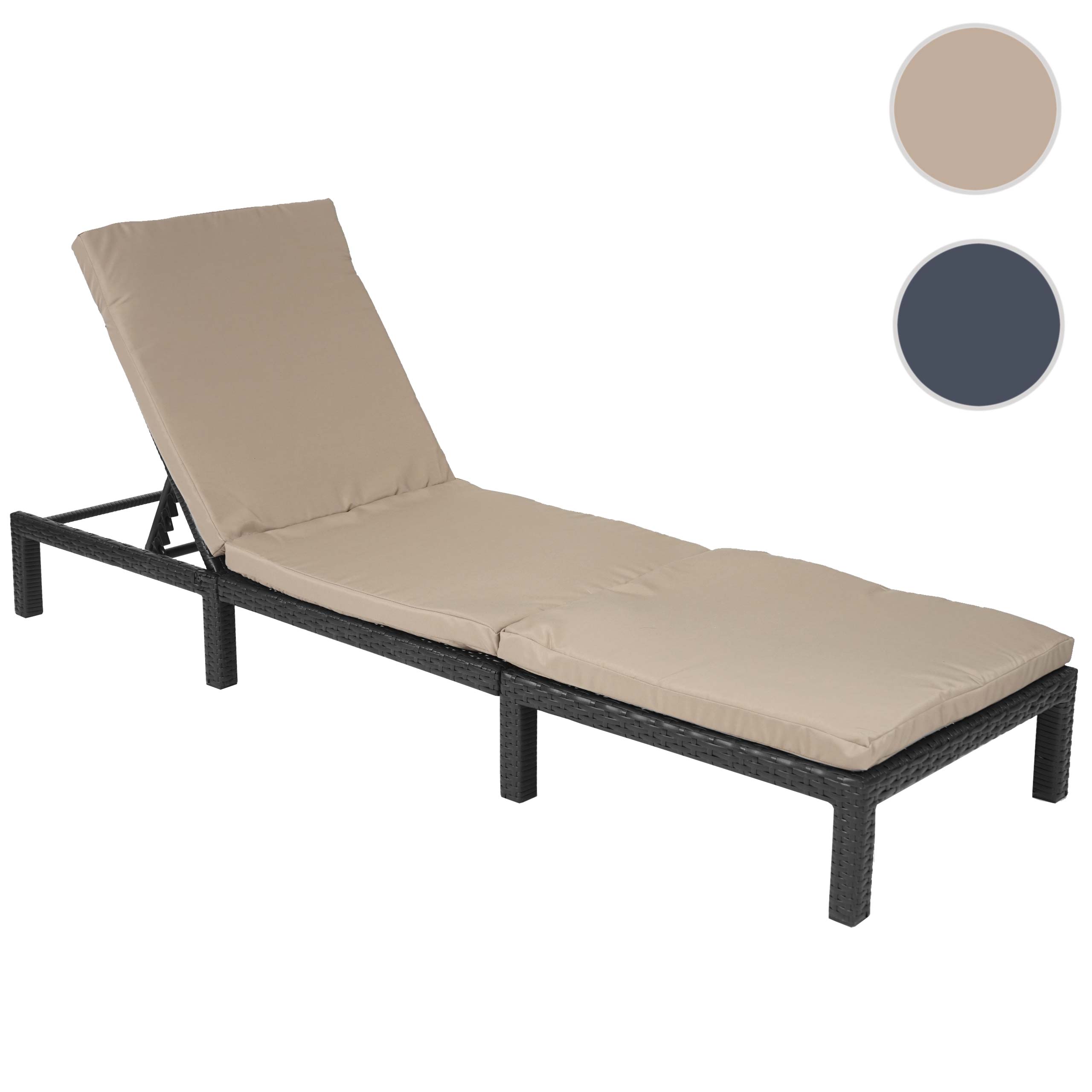 Poly-Rattan Sonnenliege MCW-A51, Relaxliege Gartenliege Liege ~ Basic anthrazit, Kissen creme