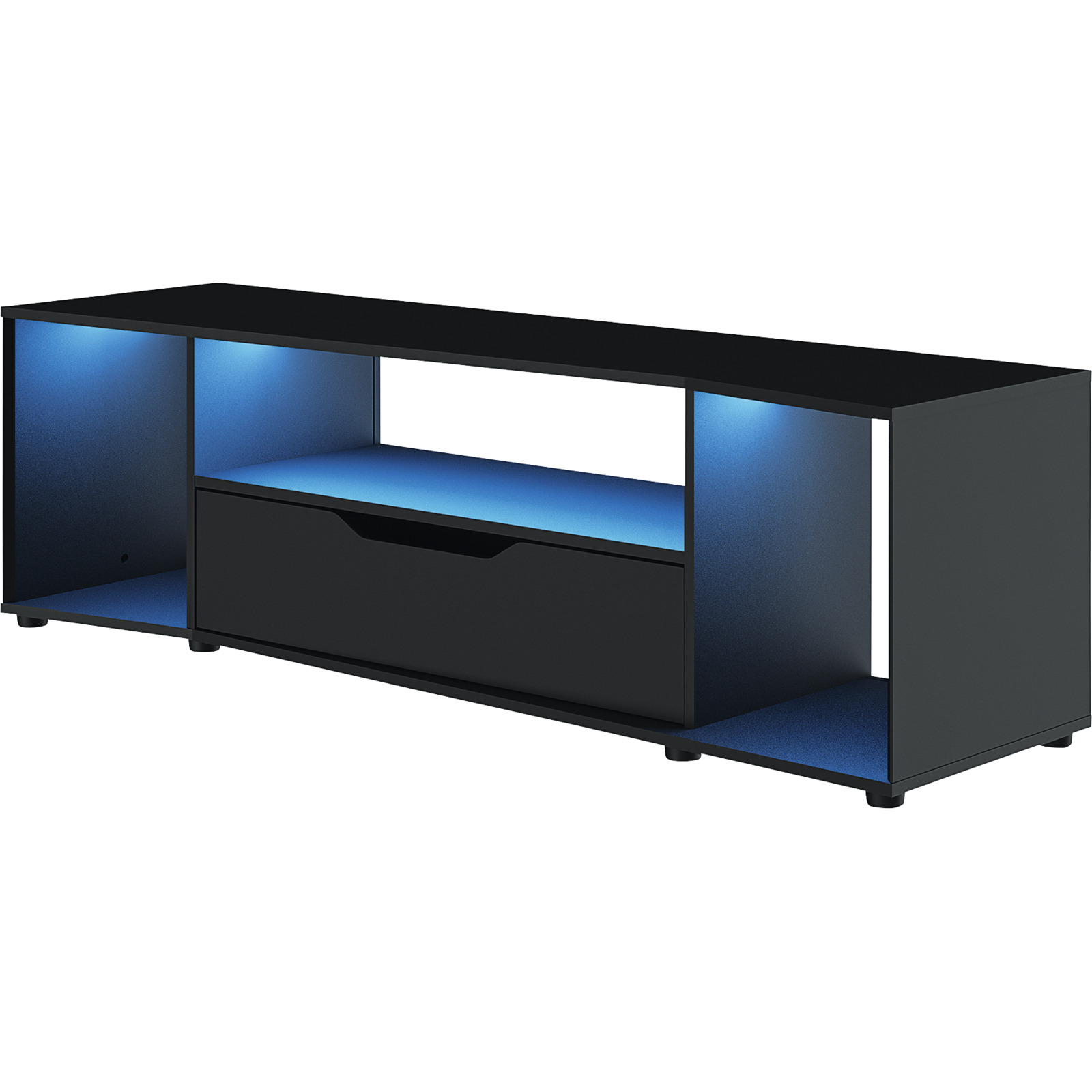 TV-Möbel Hack Dekor schwarz 163 x 48 x 45 cm inkl. LED-Beleuchtung