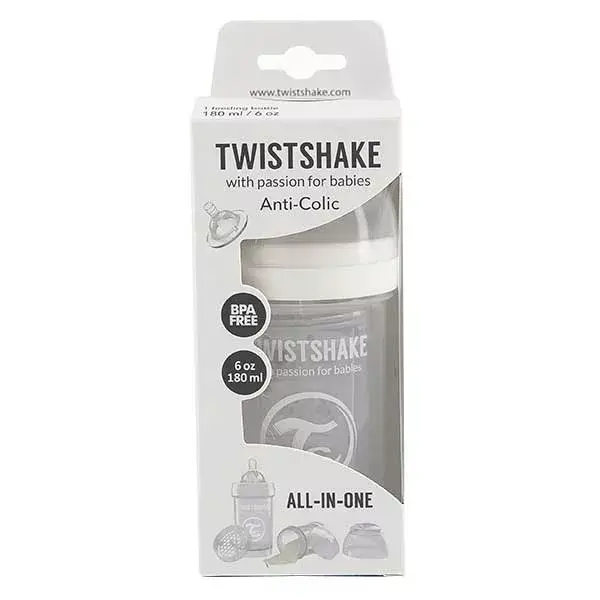 Mamadeira anticólica Twistshake branca +0m 180ml