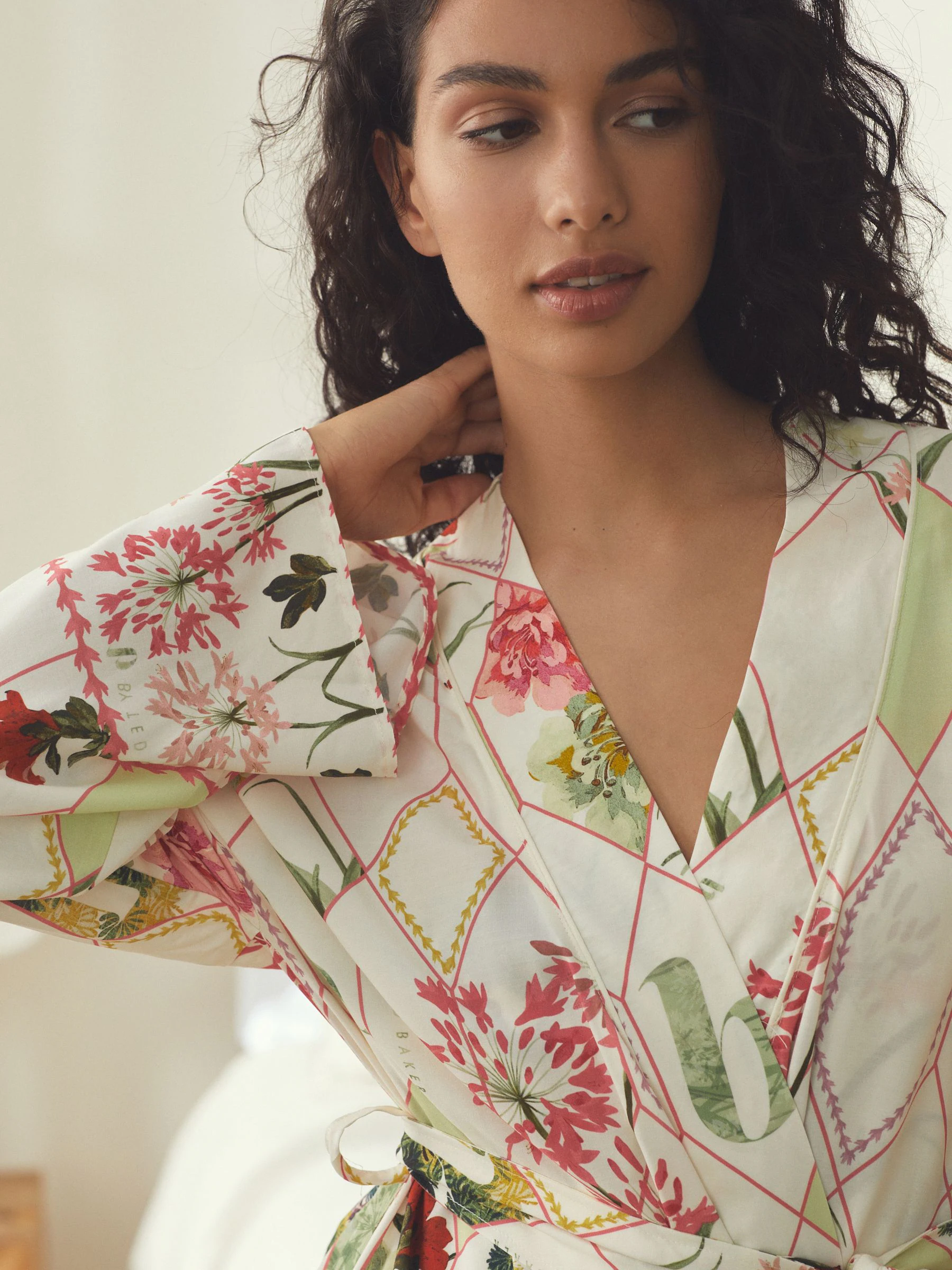 B by Ted Baker Ecru Floral Print Woven Robe