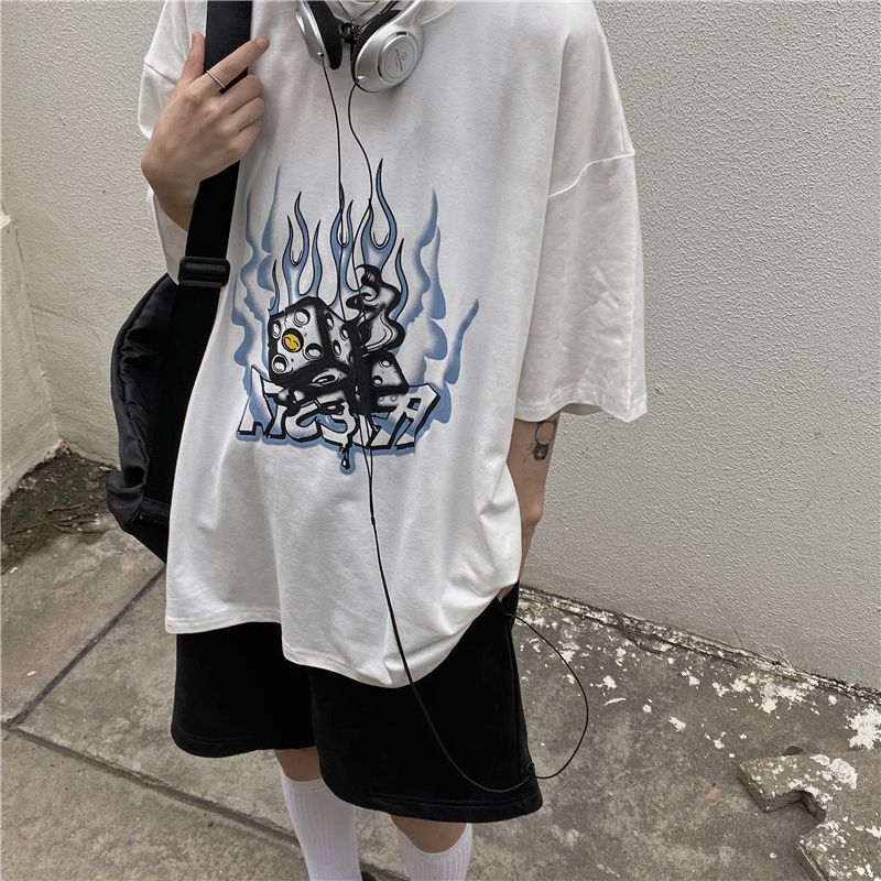 Shineon Studio - T-shirt met korte mouwen en graffitiprint