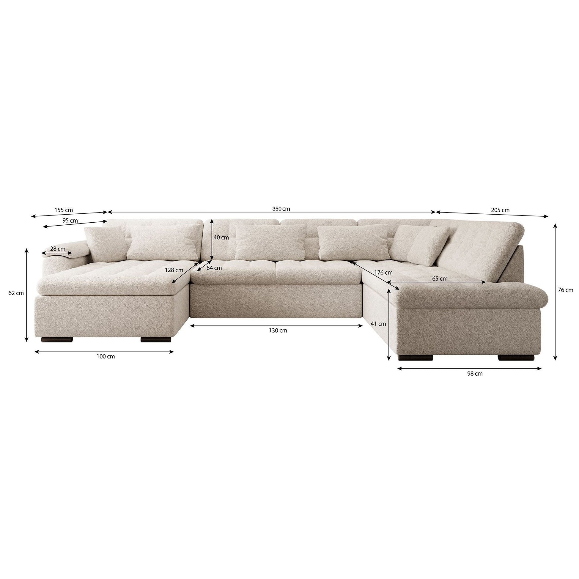 Nicoreta - Hoekbank 5-zits met chaise longue - Ribstof bruin - Links