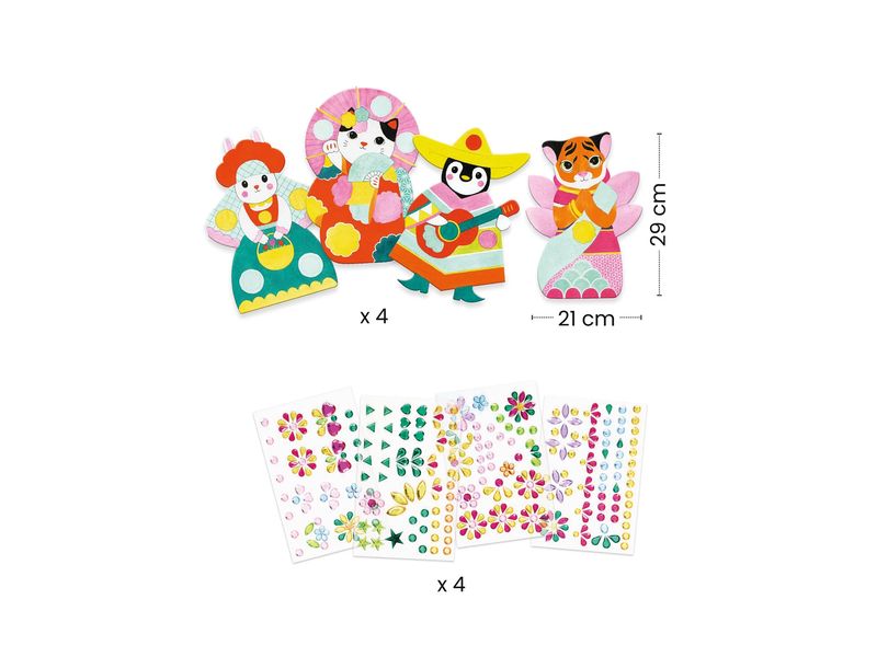 DJECO Bastelset Sticker und Basteln bunt Collage-Aktivität für Kinder