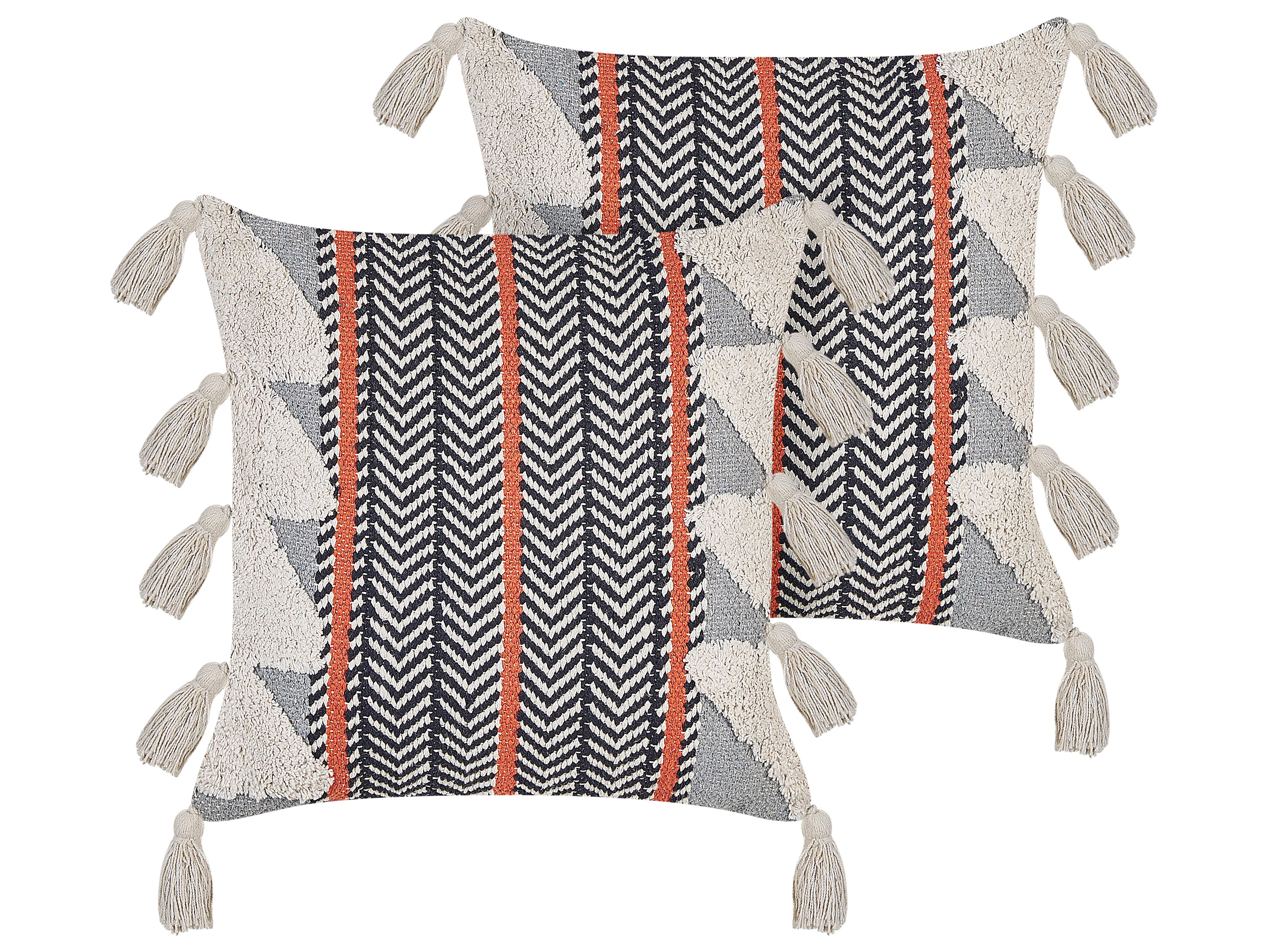 Set van 2 sierkussens BOUVARDIA Katoen 45 x 45 cm Grijs chevron patroon