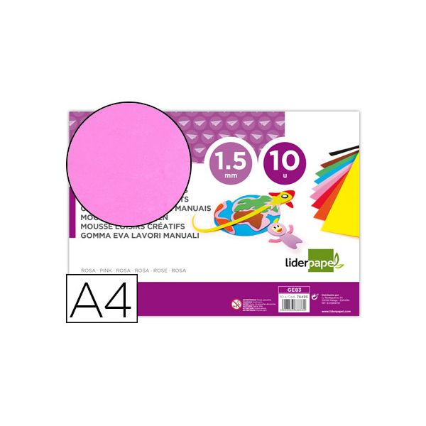 Liderpapel Goma Eva Din A4 60G/M2 Espessura 1.5mm Rosa - GE83