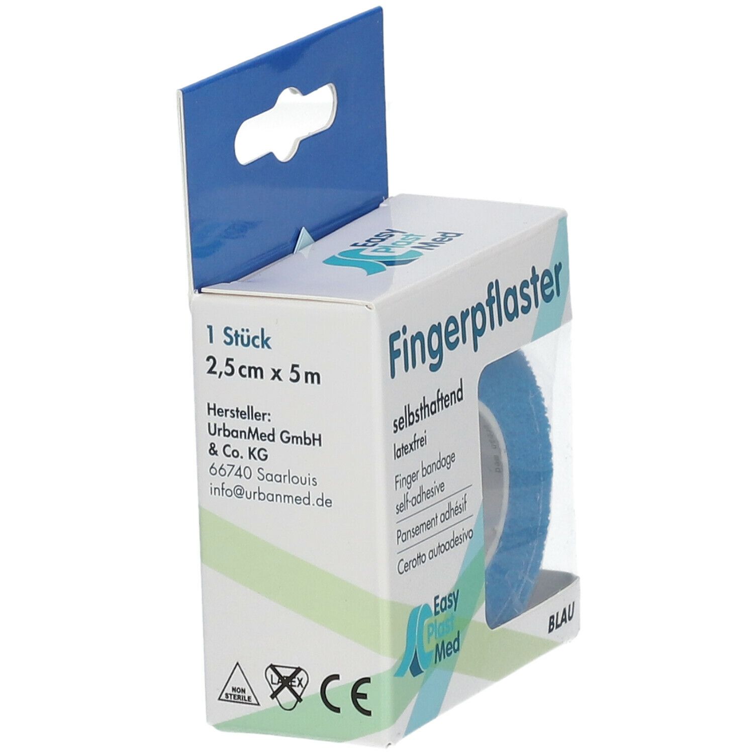 Easy Plast Med Fingerpflaster 2,5 cm x 5 m blau