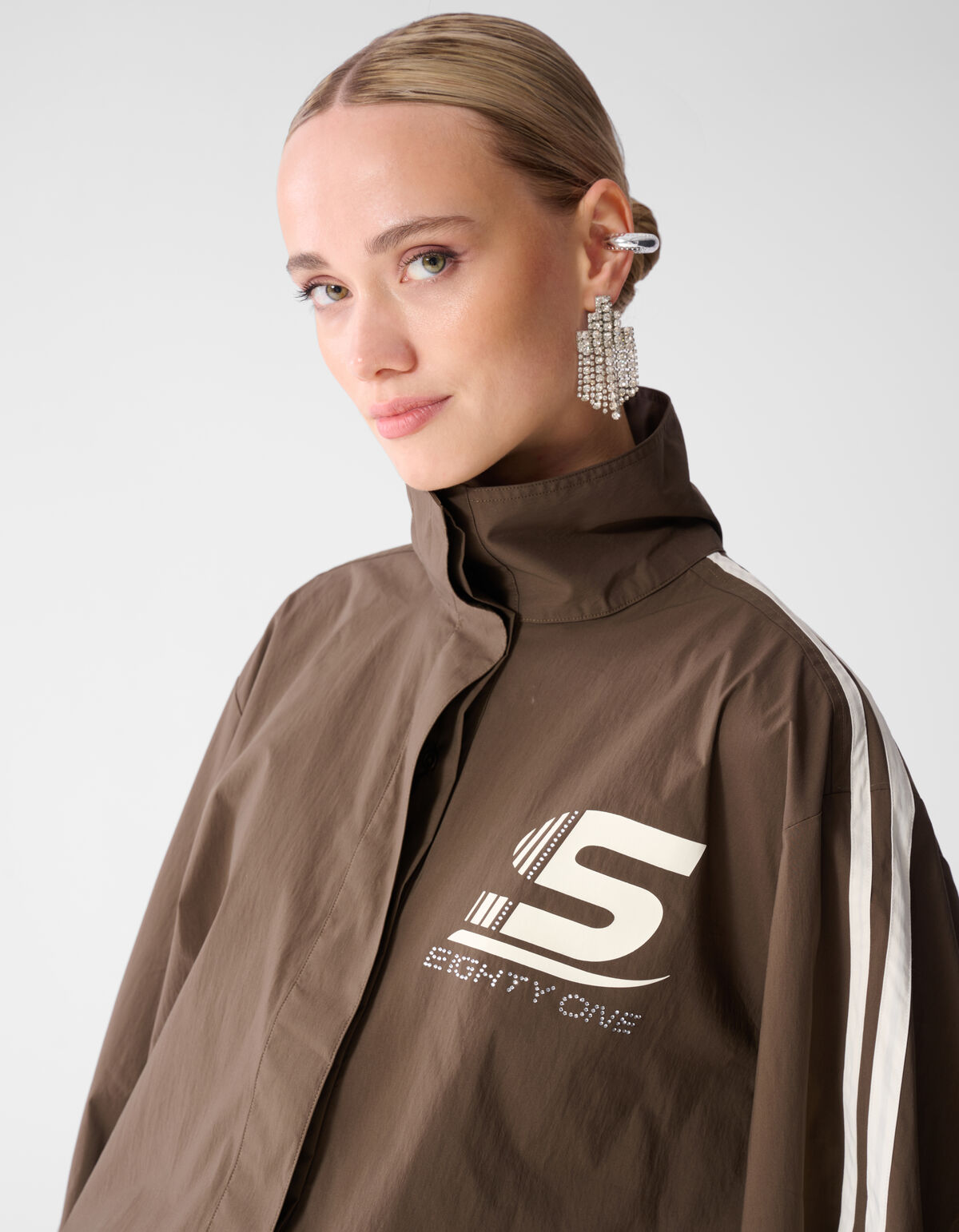 Poplin Track Blouse Donkerbruin