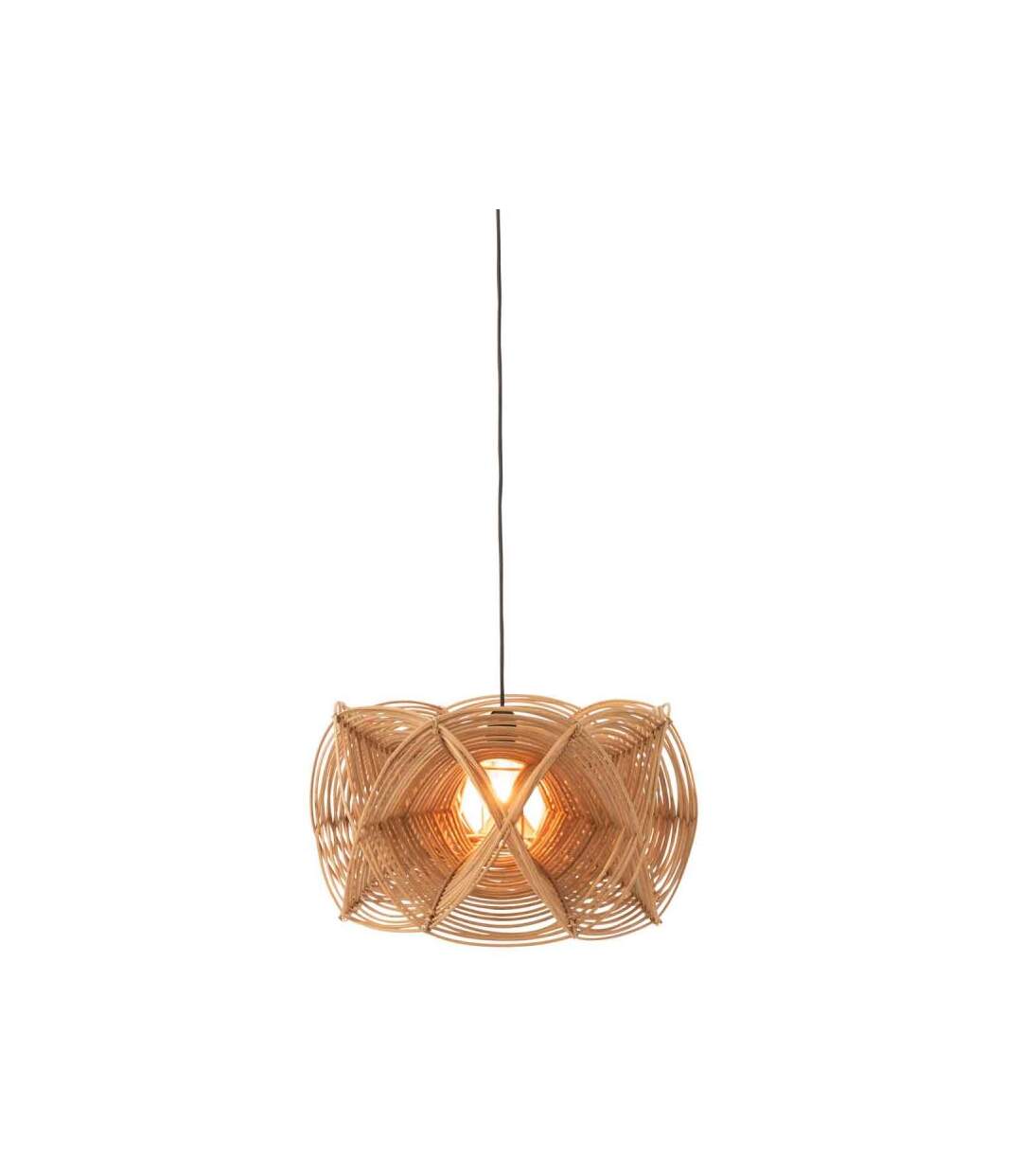 Paris Prix - Abat-jour Suspendu En Rotin vagues 50cm Beige