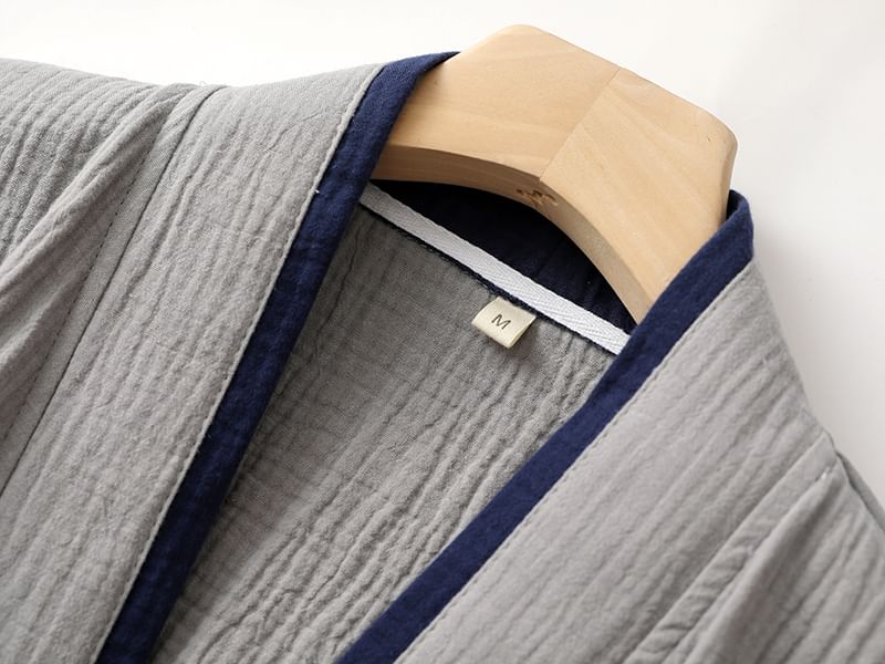 Finlies - Pyjamaset: 3/4-mouw effen kimonotop + broek