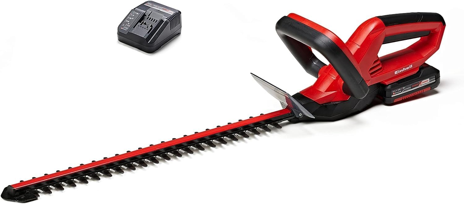Einhell Akku Heckenschere GC-CH 1846 Li Kit Power X-Change (18 V, 46 cm Schnittlänge, 15 mm Zahnabstand, ergonomischer Griff, inkl. 2,0 Ah Akku und Ladegerät)