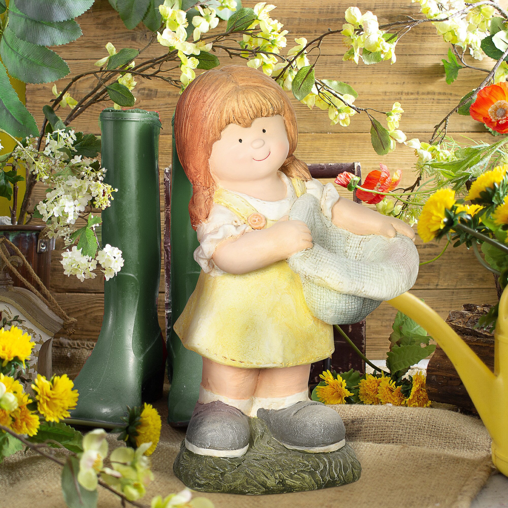Outsunny Gartenfigur mit Hut mehrfarbig 27L x 21B x 45H cm