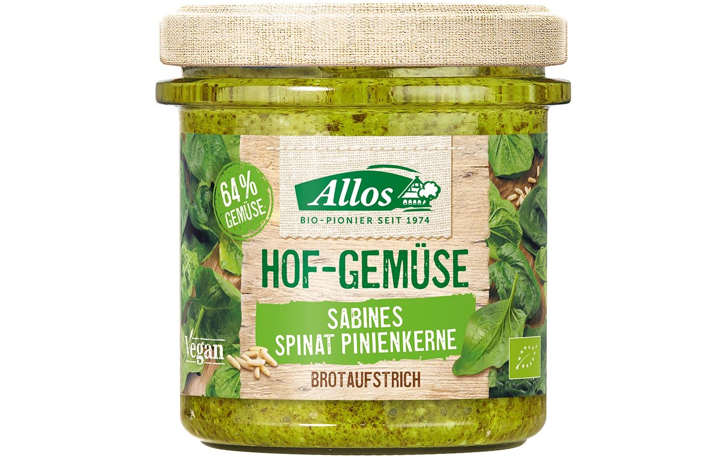 Bio Hofgemüse Brotaufstrich Spinat Pinienkerne Glas 135 gBrotaufstrich Spinat Pinienkerne