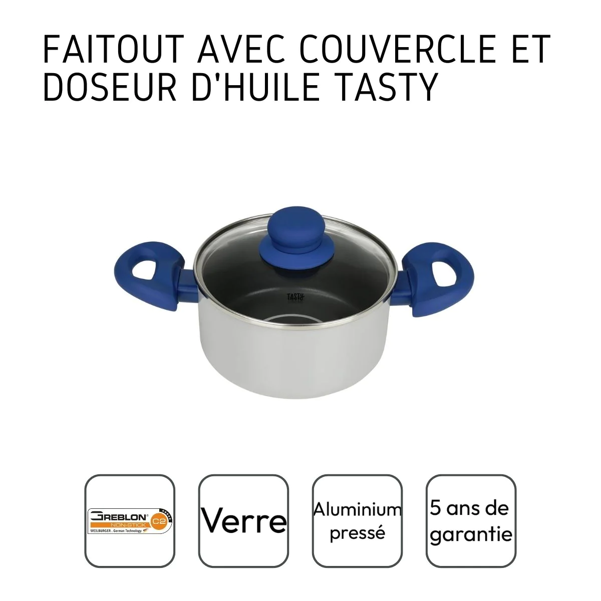 Faitout avec doseur d'huile et couvercle 16 cm Casserole Tasty