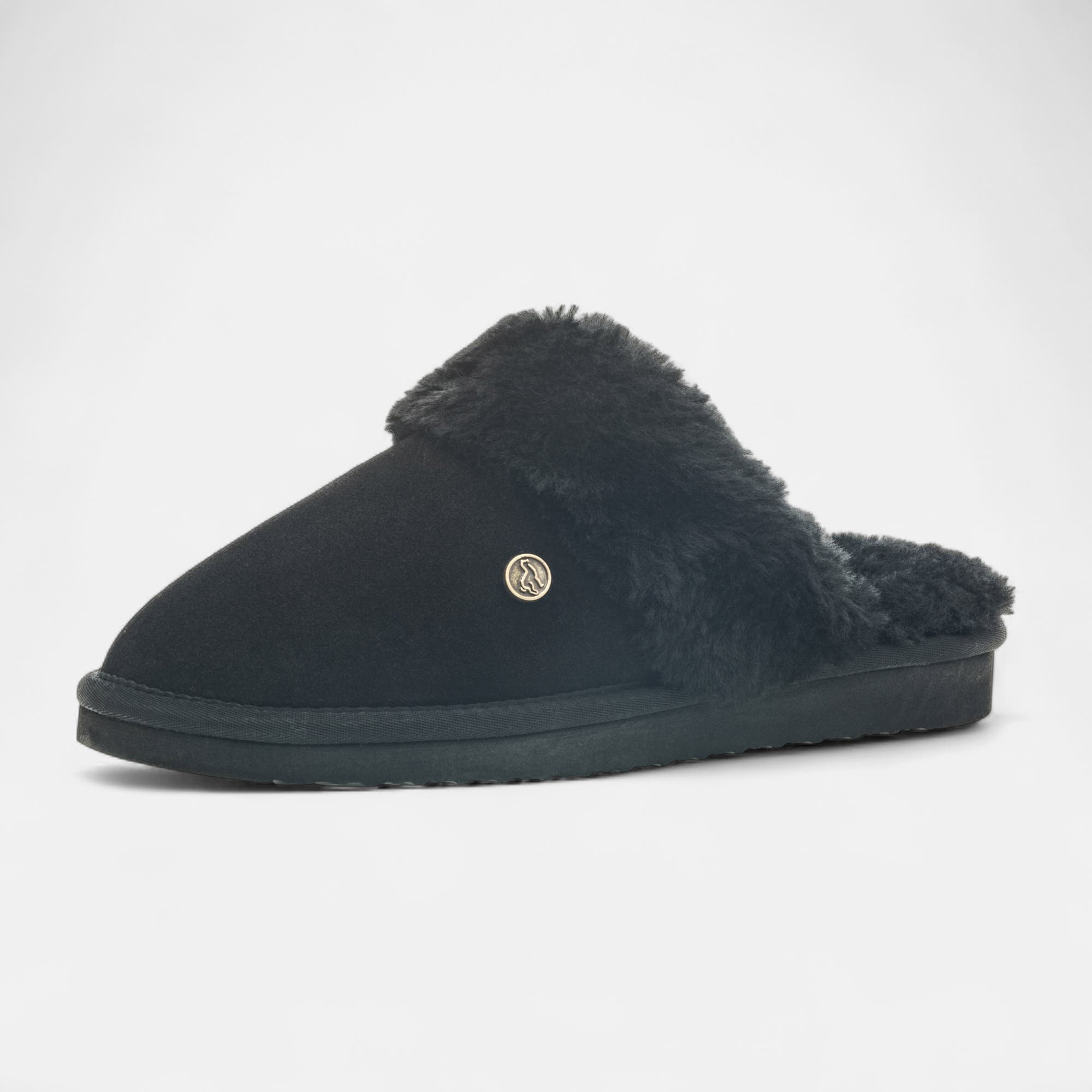 Pantoufles mules Femme en cuir noir