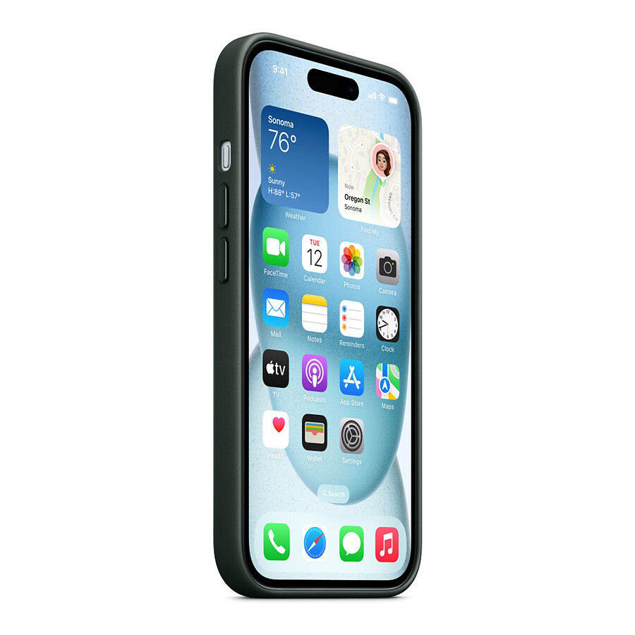 Apple Coque en tissage fin avec MagSafe pour iPhone 15 - Chêne vert