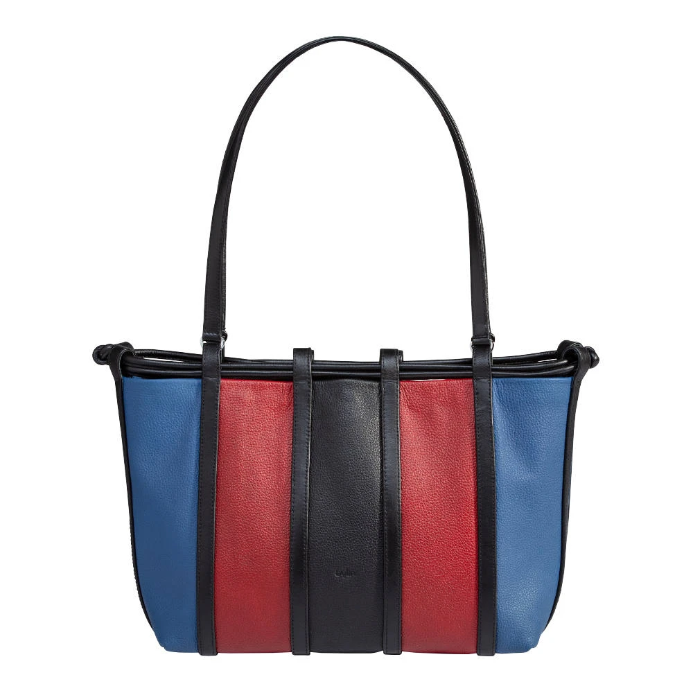 Ricefield Handbag Blue-Red-Black Structure Leather