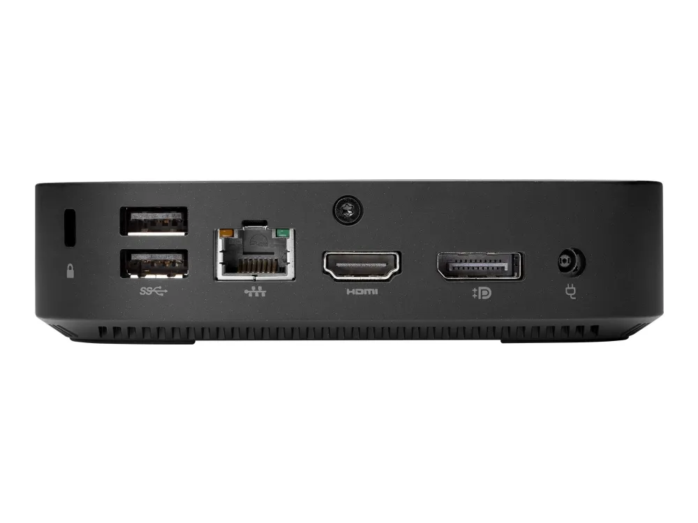HP t430 v2 - Tynd klient - DTS 1 x Celeron N4020 / op til 2.8 GHz - RAM 4 GB - flash - eMMC 32 GB - eMMC 5.1 - UHD Graphics 600 - Gigabit Ethernet - HP ThinPro 64-bit - skærm: ingen - tastatur: Internationalt engelsk - TAA-kompatibel