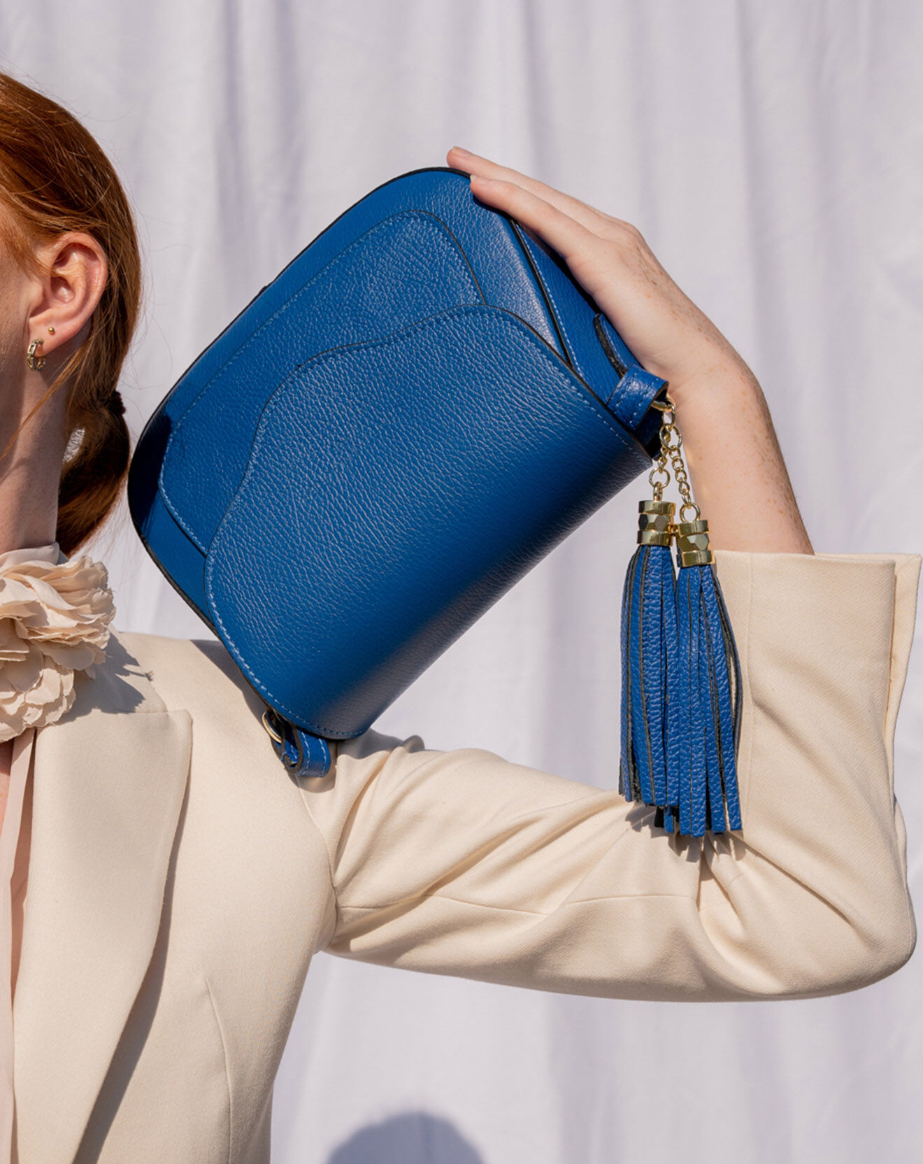 Christian Laurier Sac bandoulière en Cuir Ina bleu  - 24x18x11 cm