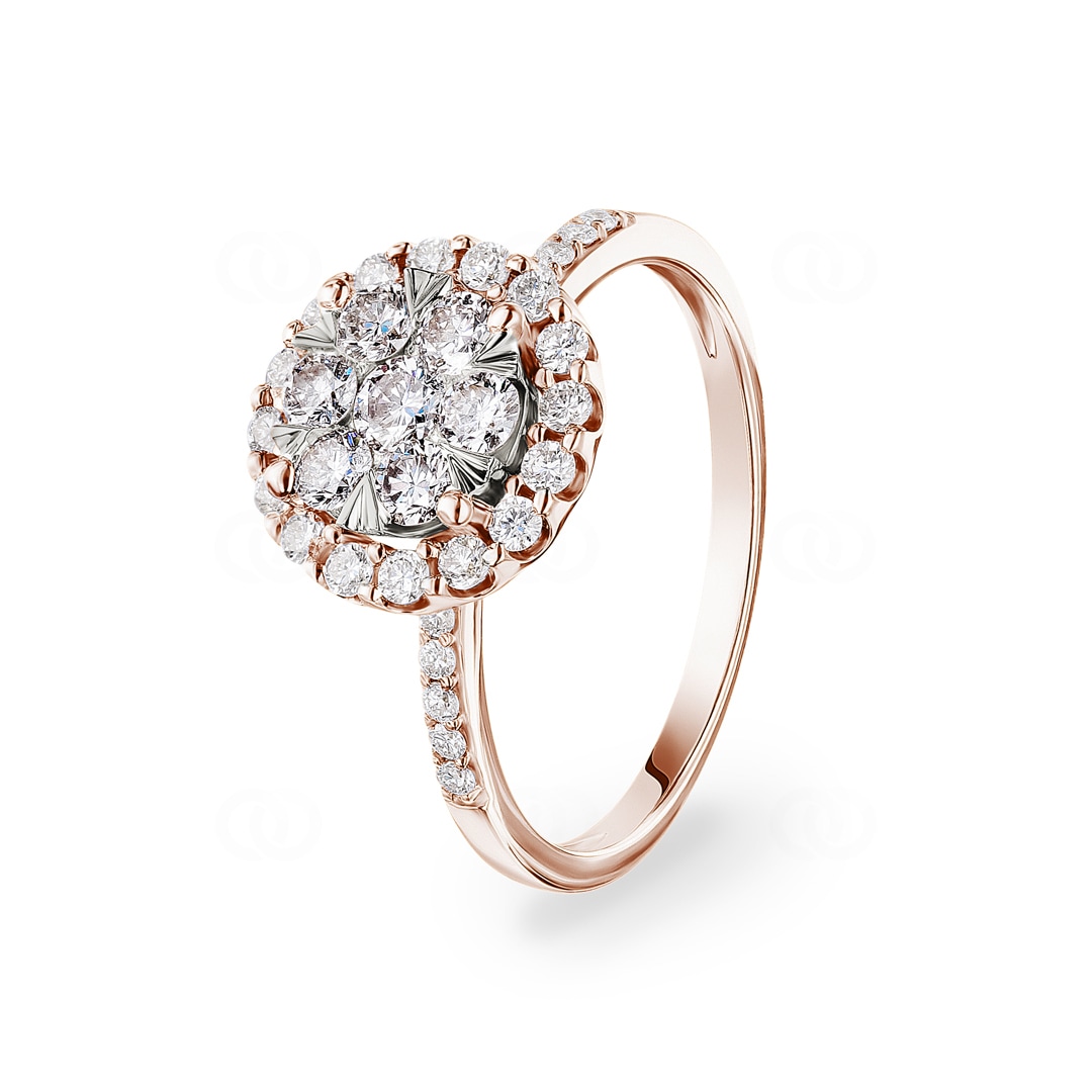 0.75 Karat Diamanten Halo Verlobungsring 750/18 K Roségold