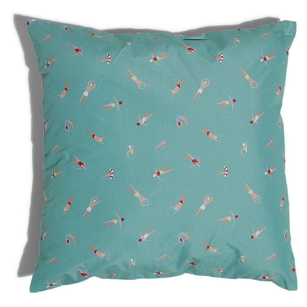 Housse de coussin de jardin Splash carré motif nageur bleu et rouge