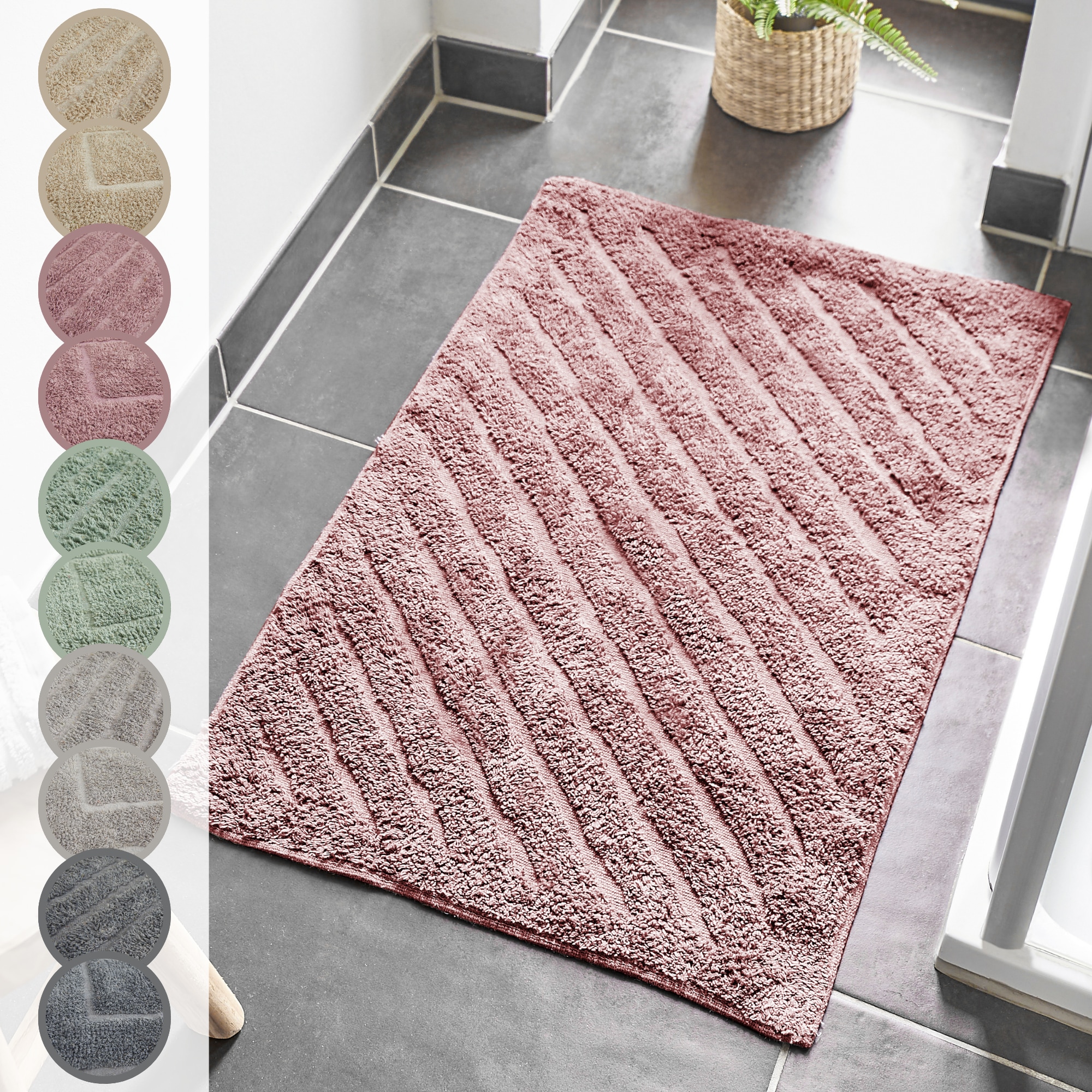 Andiamo Badematte »Havanna, 50x80 cm« Höhe 7,5 mm fussbodenheizungsgeeignet | schnell trocknend Badteppich, Uni Farben, Hoch-Tief Effekt, verschiedene Designs