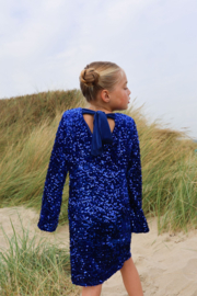 Blue paillet & bow dress