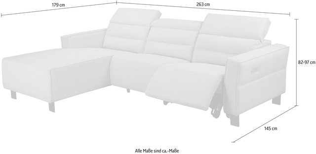 Home affaire Ecksofa »Carpari, L-Form, 263 cm, manuelle o. elektrische Relaxfunktion,« USB A/C und Kopfteilverstellung