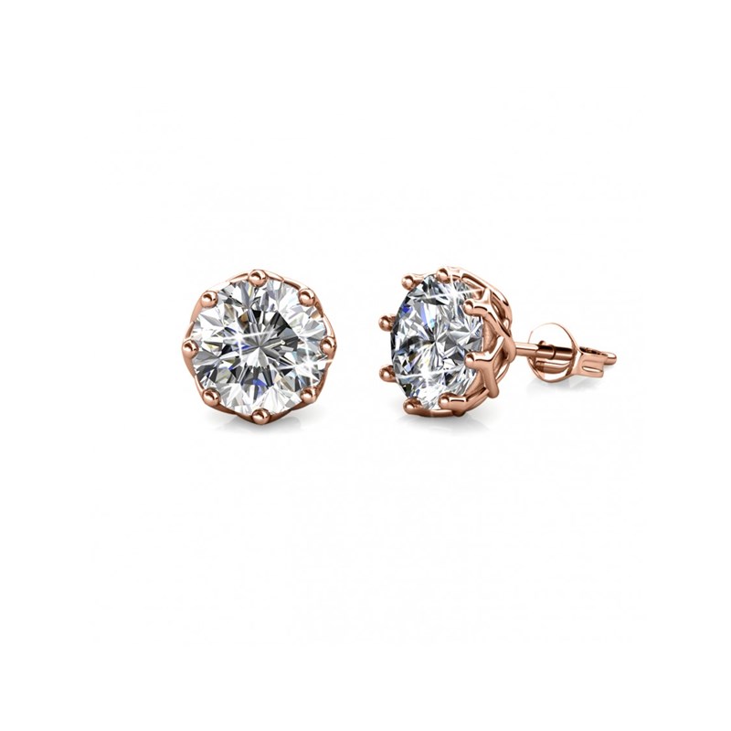 Boucles d'oreilles Lily - Or Rosé et Cristal