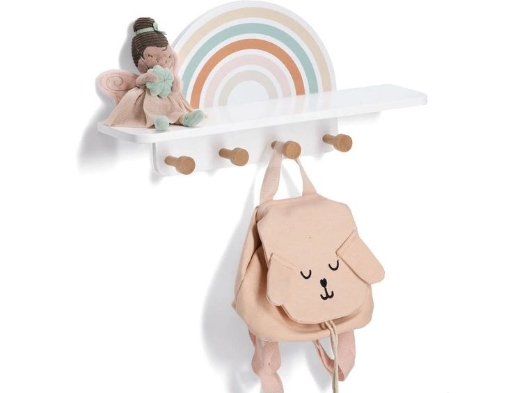 Zeller Present Kinder-Wandgarderobe Rainbow Garderobenleiste im Regenbogen-Design