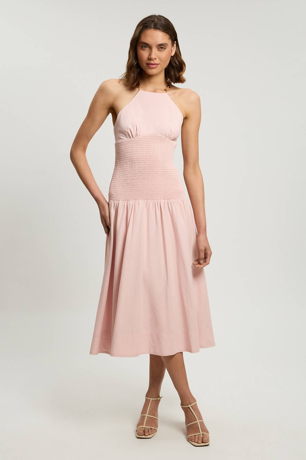 KarenMillen Robe Midi Tissée À Encolure En V Avec Détails Froncés