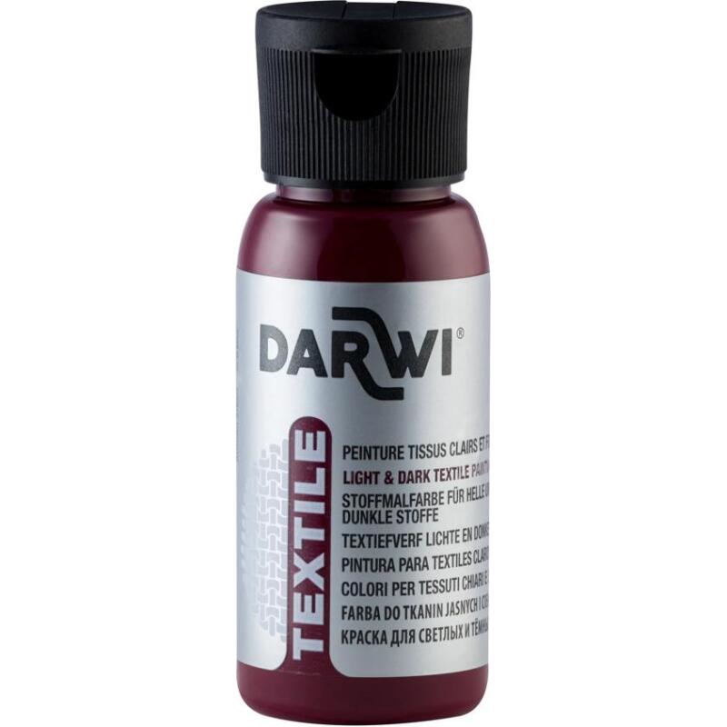 DARWI Flacon de 50 ml de Peinture Textile Opaque - Rouge cerise