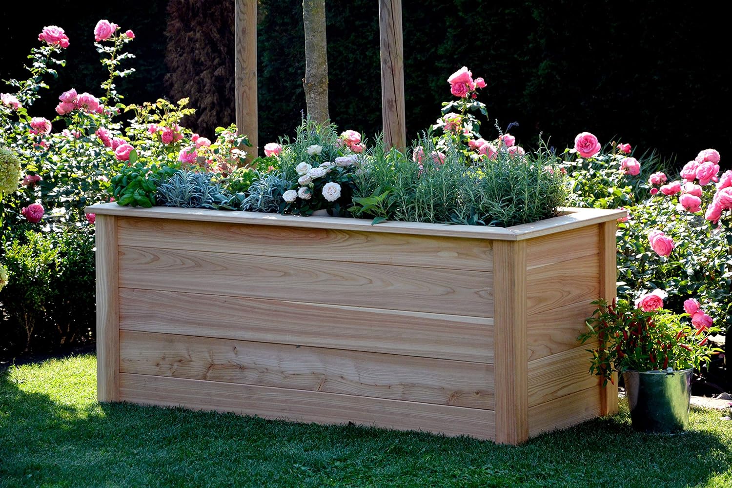 dobar Hochbeet Two-Tone inkl. Pflanzfolie, 2-Farbiger Pflanzkasten, 108 x 65 x 60 cm, Anthrazit